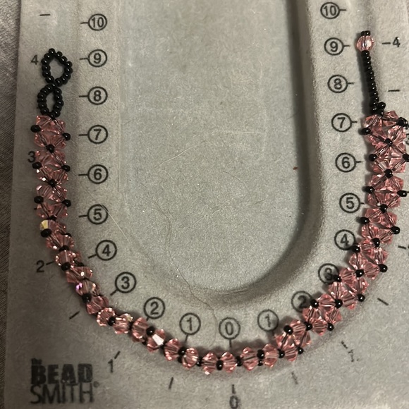 Rose Crystal Bead Woven Bracelet - Picture 6 of 6